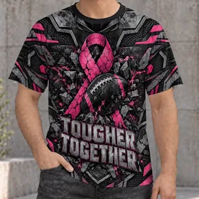 Pink Ribbon Football Support for Breast Cancer Awareness Game Day and Team Spirit All-over Print Unisex T-shirt
