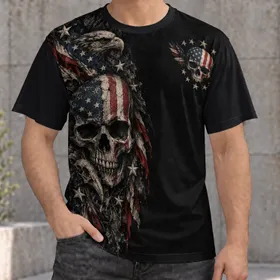 Patriotic Skull and Crossbones for Bold Independence Day Weekend Style for Men All-over Print Unisex T-shirt