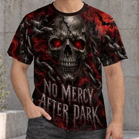 Gothic Skull and Crimson Moon for Dark Nights and Alternative Style All-over Print Unisex T-shirt