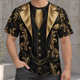 Black And Gold Baroque Tuxedo Elegance For Evening Celebrations And Refined Casual Style All-over Print Unisex T-shirt