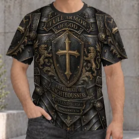 Christian Full Armor Of God Cross Shield For Worship, Fellowship And Everyday Faith All-over Print Unisex T-shirt