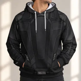 Black Tactical Armor Look for Cosplay, Conventions and Action-Fan Events All-over Print Hoodie (Lightweight)