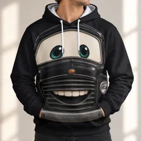 Friendly Vintage Black Truck Face Birthday Gift for Road Trip Fans and Car Loving Families All-over Print Hoodie (Lightweight)