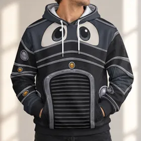 Vintage Tow Truck Face Costume Look For Theme Park Days And Car Fans All-over Print Hoodie (Lightweight)