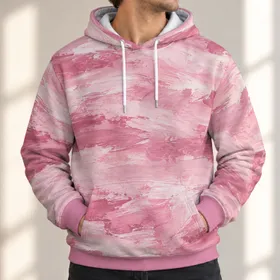 Rose Pink Abstract Brushstroke Texture for Casual Spring Autumn Outings and Everyday Wear All-over Print Hoodie (Lightweight)