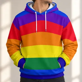 Bold Rainbow Color Block Stripes for Pride Events and Everyday Casual Wear All-over Print Hoodie (Lightweight)