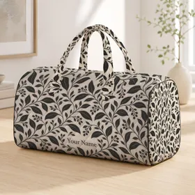Black Botanical Vine Foliage for Mountain Getaways and Yoga Days for Nature Lovers Quilted Weekend Bag