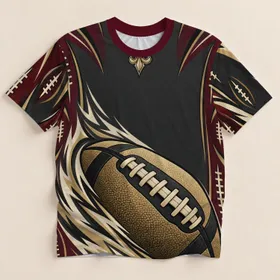 Gold Football and Heraldic Fleur Emblem for Game Day Tailgates and Autumn Sports Fans All-over Print Unisex T-shirt
