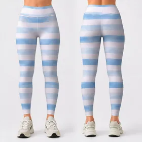 Blue And White Stripes For Yoga Pilates And Relaxed Everyday Wear Leggings
