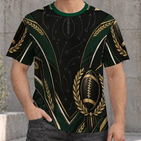 Evergreen Football Uniform Motifs for Game Day and School Spirit Youth Style All-over Print Unisex T-shirt