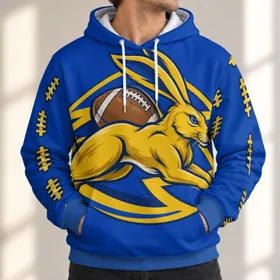 Running Hare Football Art for Game Day and Campus Sports Fans All-over Print Hoodie (Lightweight)