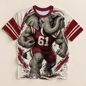 Fierce Elephant Football Mascot With Gridiron Spirit For Game Day Outdoor Sports Fans All-over Print Unisex T-shirt