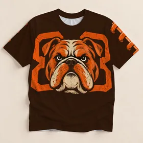 Retro Football Bulldog Mascot for Game Day Tailgating, Cleveland Fan Gift Idea All-over Print Unisex T-shirt