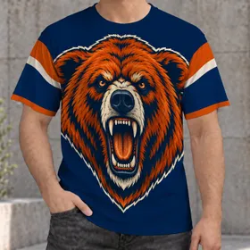 Fierce Orange Bear Head for Game Day, Campus Spirit and Casual Weekend Style for Her All-over Print Unisex T-shirt