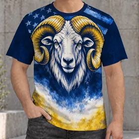 Bold Ram Head Football Fan Tribute for Game Day Tailgates and Autumn Sports Supporters All-over Print Unisex T-shirt