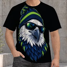 Bald Eagle Mascot With Knit Beanie And Sunglasses For School Spirit And Game Day Fans All-over Print Unisex T-shirt