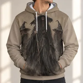 Three Witch Sisters for Halloween Nights and Autumn Costume Gatherings, Dark Folklore All-over Print Hoodie (Lightweight)
