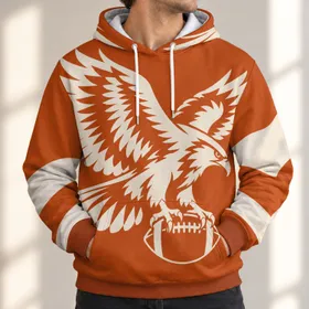 Vintage Falcon Gripping Football for Autumn Casual Wear, Gift for Football Fans All-over Print Hoodie (Lightweight)