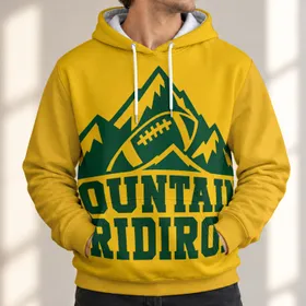 Mountain Football Emblem for Autumn Trail Days and Weekend Game Nights Outdoors All-over Print Hoodie (Lightweight)
