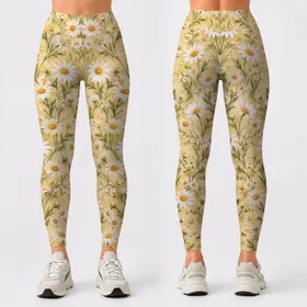 Daisy Meadow Flowers for Yoga, Pilates, and Everyday Wear for Women Leggings