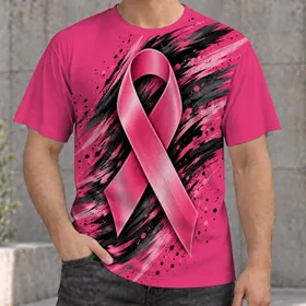 Pink Awareness Ribbon for Breast Cancer Support and Community Events for Men and Families All-over Print Unisex T-shirt