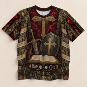 Faith Cross and Armor of God Scripture for Church, Worship and Everyday Devotion Wear All-over Print Unisex T-shirt