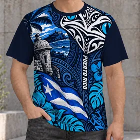 Puerto Rico Frog And Island Colors For Caribbean Travel And Everyday Pride All-over Print Unisex T-shirt