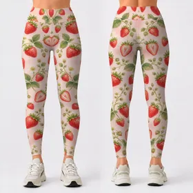 Fresh Strawberry Scatter for Yoga, Pilates and Everyday Summer Outings Leggings