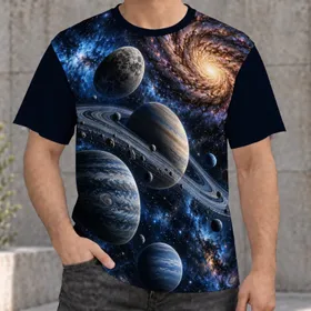 Cosmic Galaxy and Planetary Wonders for Stargazing Nights and Astronomy Enthusiasts All-over Print Unisex T-shirt