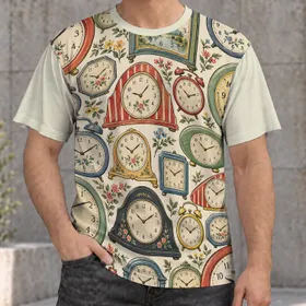 Vintage Clock Faces and Floral Accents for Relaxed Spring Days and Everyday Style All-over Print Unisex T-shirt