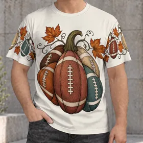 Football Pumpkin And Maple Leaf Art For Cozy Fall Tailgates And Autumn Weekends All-over Print Unisex T-shirt