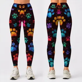 Colorful Dog Paw Prints for Pet Lovers, Weekend Adventures, and Everyday Casual Style Leggings