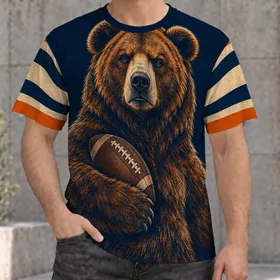 Vintage Bear Football Art for Game Day, Tailgating and Classic Sports Fans All-over Print Unisex T-shirt
