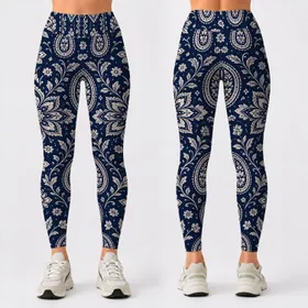 Navy Paisley and Medallion Motifs for Relaxed Weekend Style and Everyday Wear Leggings