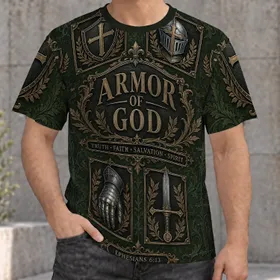 Armor of God Faith Warrior Emblems for Church Fellowship and Everyday Devotion All-over Print Unisex T-shirt