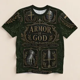 Armor of God Faith Warrior Emblems for Church Fellowship and Everyday Devotion All-over Print Unisex T-shirt