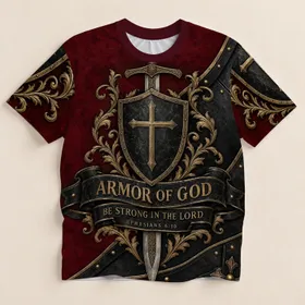 Burgundy Christian Armor Of God Shield And Sword For Church And Bible Study Fellowship All-over Print Unisex T-shirt