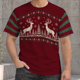 Ivory Reindeer and Snowflakes for Festive Christmas Gatherings and Winter Golf All-over Print Unisex T-shirt