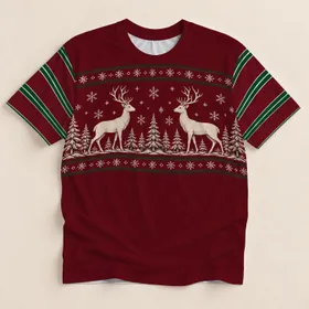 Ivory Reindeer and Snowflakes for Festive Christmas Gatherings and Winter Golf All-over Print Unisex T-shirt