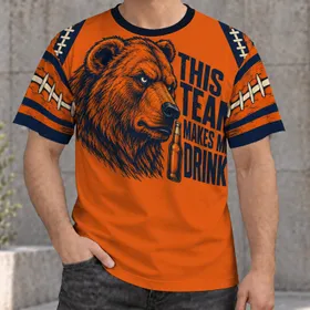 Wild Bear and Team Drinking Humor for Tailgating, Game Day, and Casual Weekends Fans All-over Print Unisex T-shirt