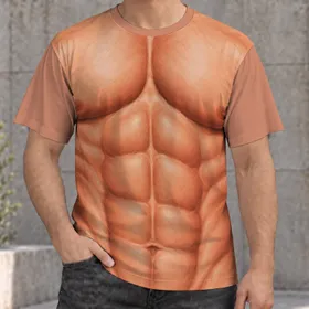 Faux Muscular Torso Look for Costume Parties and Playful Casual Wear for Men All-over Print Unisex T-shirt