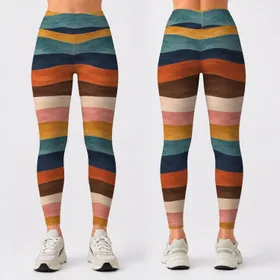 Retro Rainbow Color Block Stripes for Beach Days and Relaxed Summer Weekends for Her Leggings