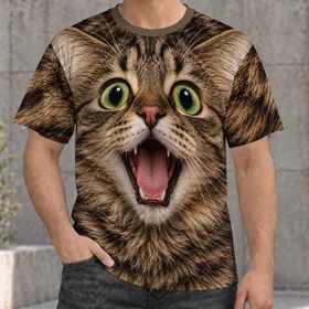 Wide-Eyed Tabby Cat Face For Playful Everyday Style And Expressive Cat Lover Gifts All-over Print Unisex T-shirt