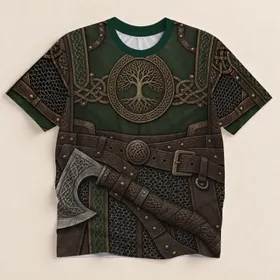 Celtic Tree Armor And Battle Axe For Viking Festival And Ren Faire Enthusiasts All-over Print Unisex T-shirt