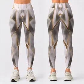 Black and Gold Angular Geometry for Modern Summer Style and Everyday Wear for Women Leggings