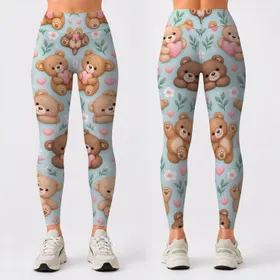 Kawaii Teddy Bears And Hearts For Yoga, Pilates, And Cozy Everyday Outings Leggings