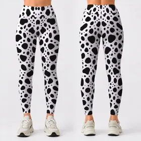 Monochrome Dalmatian Spots for Yoga, Pilates, Travel and Everyday Activewear Style Leggings