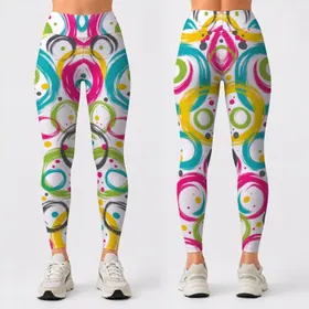 Colorful Abstract Rings for Yoga Pilates and Everyday Active Living Leggings