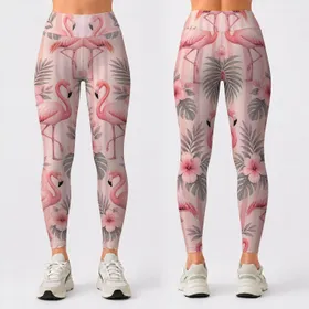 Blush Flamingo Stripes for Pilates, Travel, and Everyday Resort Style Leggings