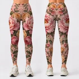 Vintage Rose And Peony Florals For Romantic Autumn Garden Walks And Cozy Weekends Leggings